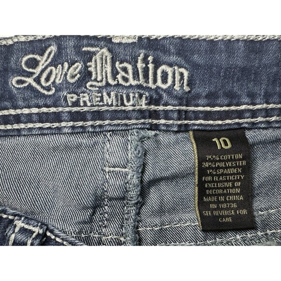 Love Nation Premium Denim Blue‎ Jeans Embellished Pockets Women's 10 - Picture 7 of 12